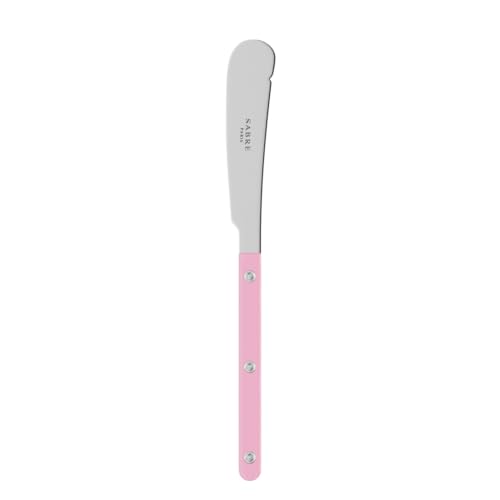 SABRE PARIS - Buttermesser 20cm - Bistrot - Rundes Messer Für Butter, Honig, Marmelade - Edelstahl & Nylon - Spülmaschinenfest - Rosa