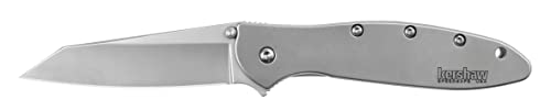 Image of Kershaw Leek, BlackWash Pocket Knife (1660BLKW); 3 Sandvik 14C28N Steel Blade, 410 Stainless Steel Handle, BlackWash Finish, SpeedSafe Assisted Open, Frame and Tip Locks, Reversible Pocketclip; 3 OZ