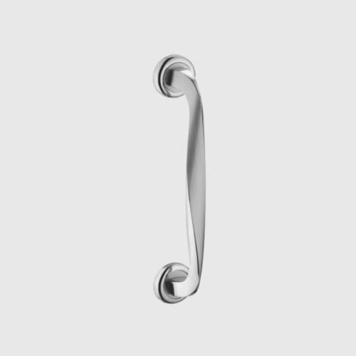 Image of Dorset Zara Pull Handle on Round Rose | 10 inch Pull Handle for Main Door Brass | Ideal for Glass and Wooden Doors | 300.4 mm Door Handle Set [ ZA10PRSS ] SS 304 Grade