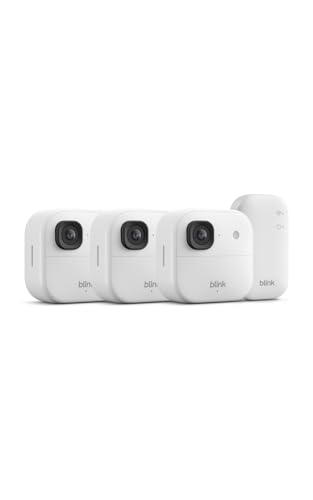 Image of Blink Outdoor 2K+ (newest model) - Wireless smart security camera, 2K video resolution, enhanced audio, two-year battery. Sync Module Core included - 3 camera system (White)