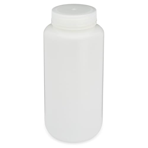 Diamond Essentials Bottle, Wide Mouth, Round, HDPE, 1000mL, Bulk Packed, Bottles and Caps Packed Separately, 50/Case