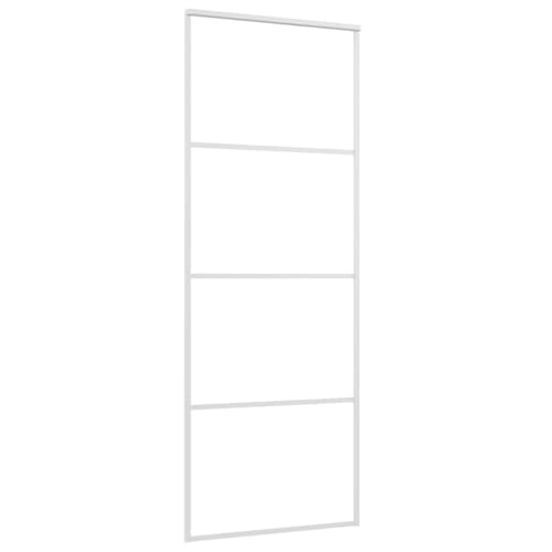 vidaXL Schiebetür Schiebetürsystem Glastür Glasschiebetür Ganzglasschiebetür Tür Innen mit Alurahmen ESG-Glas Aluminium 76x205 cm Weiß
