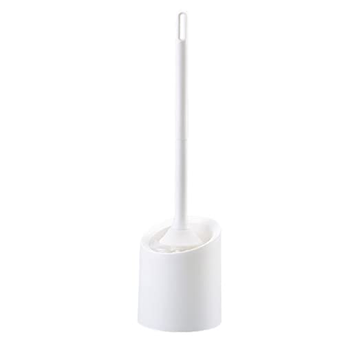 Portacepillos de Inodoro Soporte for escobilla de baño, Mango Largo montado en la Pared, diseño Simple de Color sólido, rincón Muerto for baño(White)