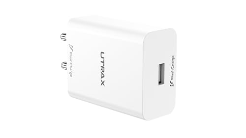 Image of UTRAX Premium Wall Adapter with Multi-Protocol Fast Charging | BIS Approved | 365 Days Warranty | Safe & Durable Charger for Smartphones & Tablets (White, FL44W)