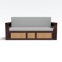 Image of Kunjal Furniture Solid Sheesham Wood Sofa Cum Bed with Storage for Living Room | Natural Finish | 3-Seater Convertible Sofa Bed | Handmade Wooden Furniture (Walnut, Modern)