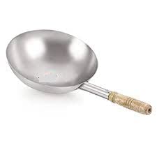 Homerolla, Chinese Wok with Handle | Stainless Steel Chinese Kadai for Noodles | Fried Rice Kadai with Handle Big Size Stainless Steel Welded Joint Wok, 14-Inch