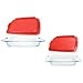 Pyrex Easy Grab 4-Piece Value Pack - (1) 3qt C-233 Glass Dish w/ (1) Red Plastic Lid and (1) 2qt C-232 Glass Dish w/ (1) Red Plastic Lid - Made in USA