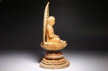 仏教美術　桧彫刻　釈迦如来座像　仏像　蓮華台　C　9251 仏教美術 桧彫刻 釈迦如来座像 仏像 蓮華台 C 9251 仏像【天然木桧無垢