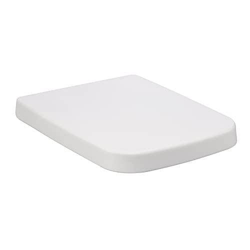 Asiento de inodoro YUYTE, asiento redondeado con esquina redonda, robusto de PP para inodoros estándar, fácil instalación, cierre suave, blanco miniatura 4