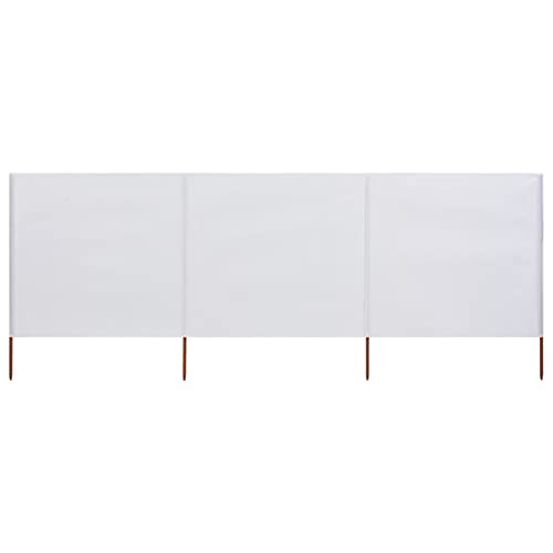 Somanki Paravientos de Playa de 3 Paneles Tela Blanco Arena 400x160 cm, Cortavientos Playa, Toldo Playa