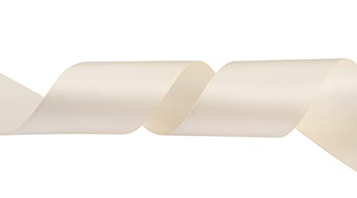 Fondersy 50mmX 91M Double Faced Satin Ribbon Ivory Polyester Ribbon for Gift Wrapping Wedding Decoration Floral Arrangement Crafts - Image 3