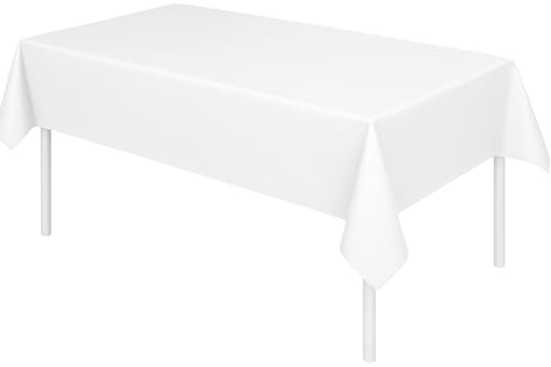 Share the Love Disposable Tablecloth for Rectangle Tables 54 x 72 Plastic Table Cover for Weddings Bridal Showers Birthdays & Party Decorations (White)