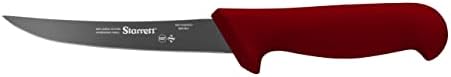 Starrett Professional Boning Knife - BKR106-5 Narrow Curved 5' (130mm) Ultra Sharp Sanitized Steel Blade - Red Handle Kitchen Chef's Knife