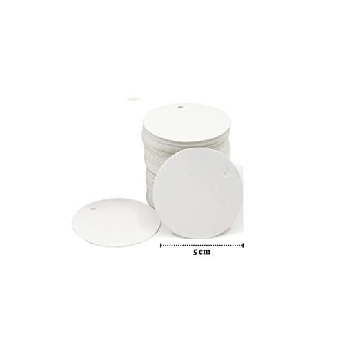 Tag Redondo Papel 180 Gr Liso Branco 5 Cm C/Cordão 100 Un