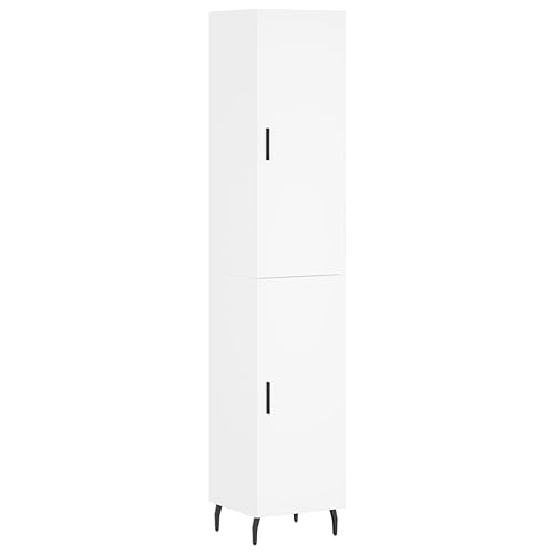 vidaXL Highboard, Sideboard mit viel Stauraum, Kommode Schrank für Wohnzimmer, Anrichte Beistellschrank Metallbeine, Modern, Weiß Holzwerkstoff