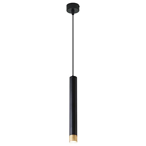 Suspension tube noir LED réglable en hauteur pour îlot de cuisine et bar