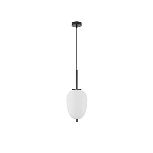 Merano Kenora 15,8cm Globe Pendel-Deckenleuchte Metall schwarz, Opalglas LED E14