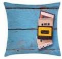 Miniatura 2 de Ambesonne Indie - Funda de cojín para cojín, cintas de casete vintage sobre mesa de madera aguamarina, primer plano, retro, música retro, funda de