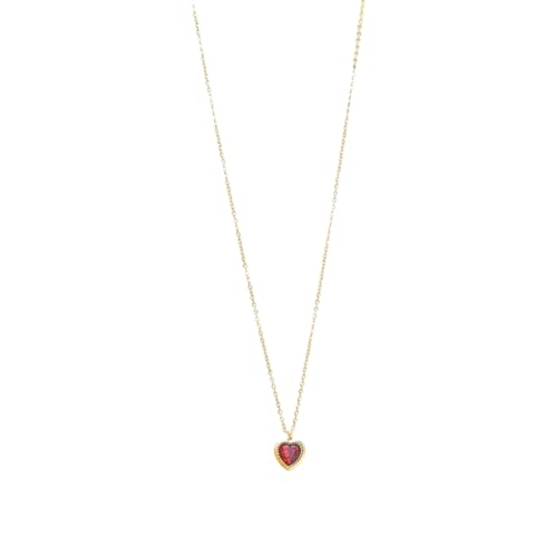 Image of PALMONAS Red Emerald Heart Pendant Necklace for Women - Gold Plated Necklace Chain, Waterproof & Anti Tarnish Jewellery | Gift For Women & Girls