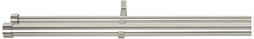 Umbra 244677-411-REM Cappa 1-1/4” Front and ¾” Back Windows-72 to 144” Double Drapery Rod, 72 to 144-Inches, Nickel