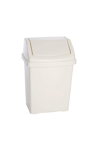 BH | 10L - Swing Bin | White | For Home Garden Kitchen Office and Bathroom Rubbish Recycle Plastic Waste Bin, Trash Can Dustbin with Swing Lid (Pack of 1) - By BEST HOUSE
