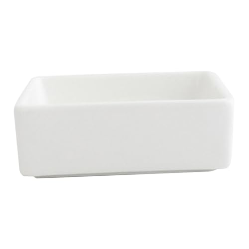 DIYEAH Bol en Céramique Blanc 35 Pouces Carré Bol à Trempette Polyvalent Compatible Four et Micro-Ondes pour Sauces Dips Desserts et Apéritifs
