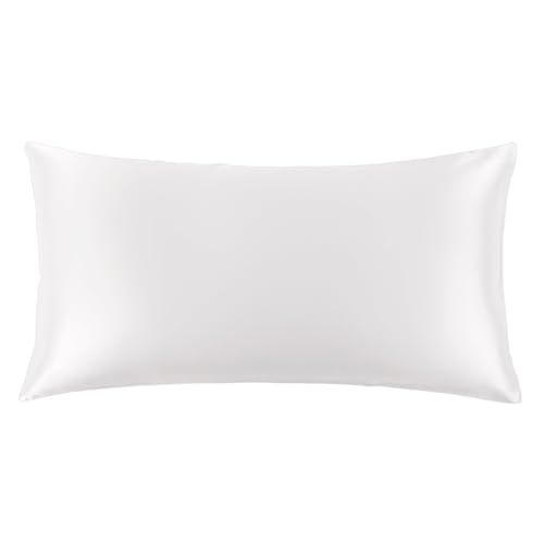 Image of THXSILK Set of 2 100% Mulberry Silk Pillowcase for Hair and Skin, Grade 6A+ Mulberry Silk Pillow Cases 22 Momme, Hypoallergenic Pillow Case Cover with Zipper (California King 20 inchx40 inch, White)