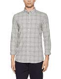 Burton Menswear London Men's Windowpane Check Casual Shirt, Blue (Navy), Large