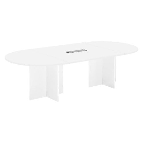 Table de réunion modulable blanche de 260 cm avec piétement en bois