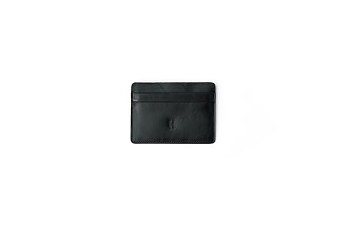 Wallet for Men, Slim Minimalist Card Holder, 6 Card Slots, Main Pocket, Full-Grain Handcrafted Front Pocket Leather, Gift Box - Pouch for Christmas & Birthday, Plain Black