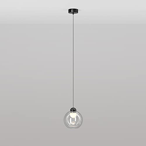 Suspension luminaire YangRy en verre et métal noir au design épuré