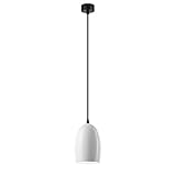 Produkt 100% Made in Europe. Sotto Luce Ume Designer-Pendelleuchte mit 1 Licht - Opalglas - 1,5 m schwarzes Textilkabel - schwarze Deckenrosette - 1 x e14 - ø 14 cm