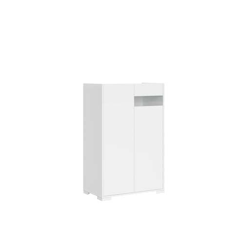 Aparador alto Itamoby blanco brillante de 70x35x110 cm con 2 puertas para almacenamiento 2