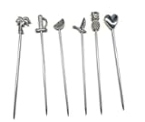 Yicelerate Palillos De Cóctel Acero Inoxidable,Palillos para Aperitivos,6Piezas Verano1,Decoración para Cócteles,Brochetas De Reutilizables para Sándwiche Aceituna Pastel Postre Eventos De Fiesta