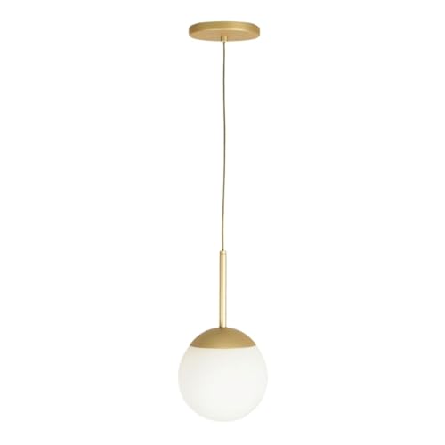 Lustre Pendente Jabuticaba, Luminária de Teto E27, Alumínio Dourado, Globo 15cm, 110/220V