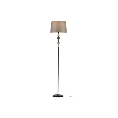 Lindby Stehlampe Haldorin (Landhaus, Vintage Rustikal) in Schwarz aus Metall (1 flammig E27) - Textil Stehleuchte Floor Lamp Standleuchte Wohnzimmerlampe Wohnzimmerleuchte
