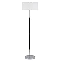 Henn&Hart 2-Light Floor Lamp with Fabric Shade in Matte Black/Polished Nickel/White, Floor Lamp for Home Office, Bedroom, Living Room