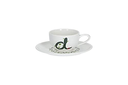 La Porcellana Bianca - Tazzina da Caffè con Piattino Lettera 'D' in Gift Box - Solotua - Arredo Casa, Tè, Caffè e Colazione - Porcellana - 90 cc