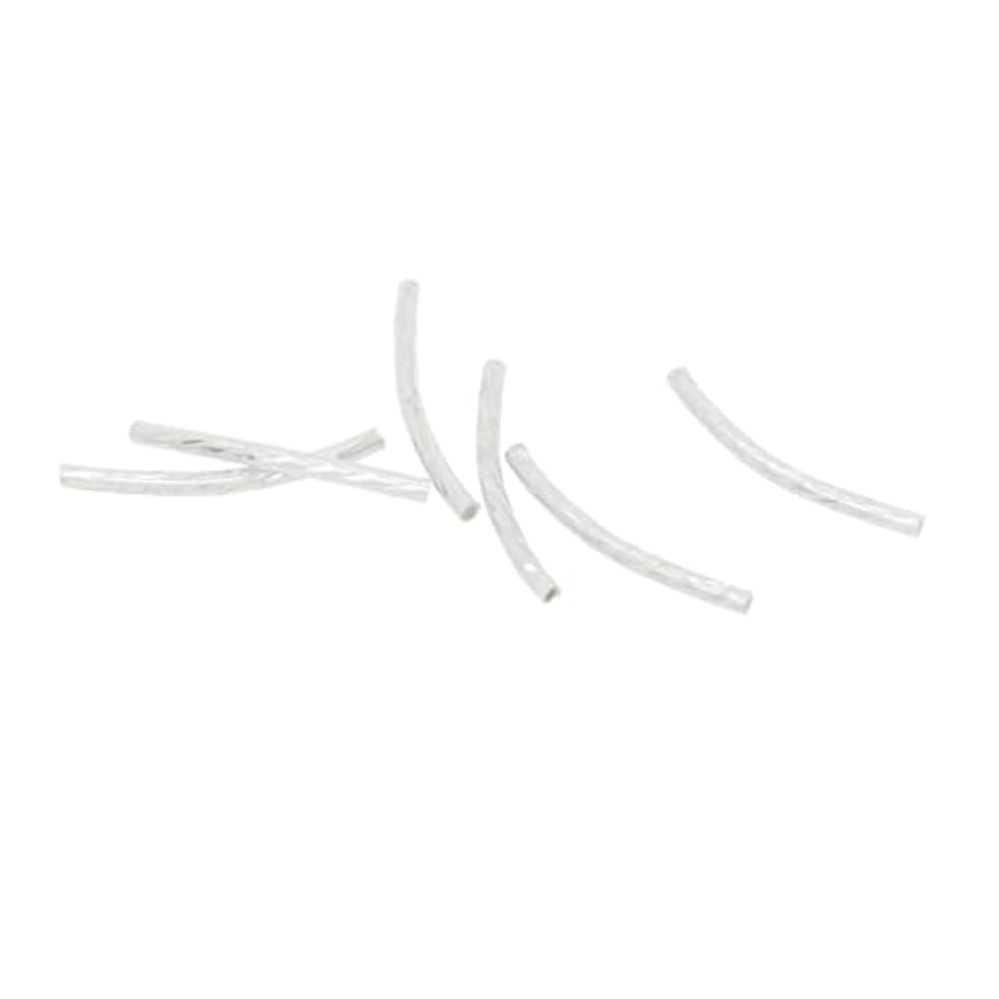 6x50 Engraved Curved Tube Noodle Beads for Jewellery Making