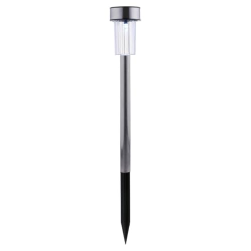 Grundig Lampe Solaire Exterieur - Lumiere Solaire 10 Pièces - Lampes de Jardin sur Piquet - Lumière Blanche - Résistant à l'Eau IP44 - Ø4,8 x 36,5 cm - Acier Inoxydable