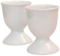White Porcelain Egg Cup Set of 2 for Hard & Soft Boiled Eggs or Snacks (2)