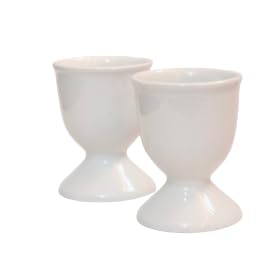 Mirakii White Porcelain Egg Cup Set of 2 for Hard & Soft Boiled Eggs or Snacks (2)