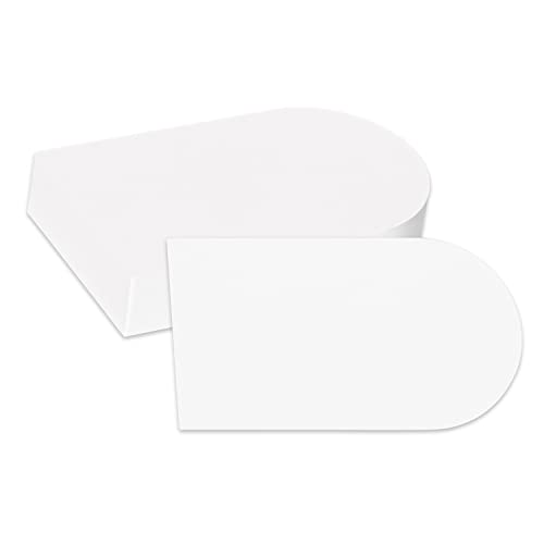 Tarjetas de visita con forma única de medio círculo cartulinas blancas lisas troqueladas