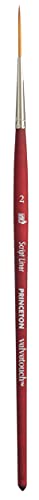 Princeton Velvetouch, Series 3950, Paint Brush for Acrylic, Oil and Watercolor, Script Liner, 2