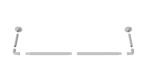 FLY HAWK Kleiderstange für Wand, 120cm Garderobenstange im Industrie-Design Industrierohr Kleiderstange, bis 50 kg belastbar, einfache Montage, Abnehmbare Garderobenstangen aus Metall/Mattweiß