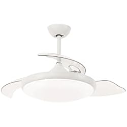 Siroco Ventilador Bilake Ventilador de Techo Siroco 36-24W, con luz LED, aspas retractiles plegables, motor DC silencioso, color blanco mate