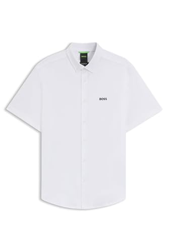 BOSS Mens HBG Motion S Plain Short Sleeve Shirt White L