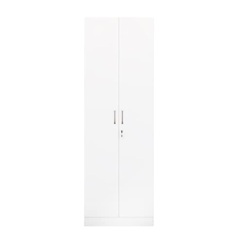 Image of VIKI Wardrobe | Wooden Almirah for Clothes,Door for Bedroom, 2 Door Wardrobe with Doors (Frosty White - 40D x 60W x 180H) | 1 Year Warranty | DIY