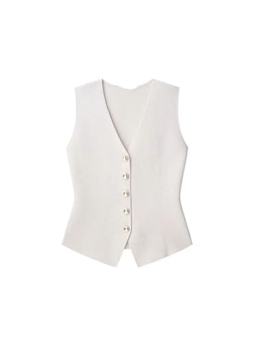 Women Knit Waistcoat Solid V-Neck Button Sleeveless Straight Tops Casual Slim Vest3