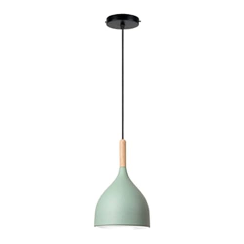 Luminaire suspendu bois vert E27 plafonnier industriel ajustable pour salon et chambre